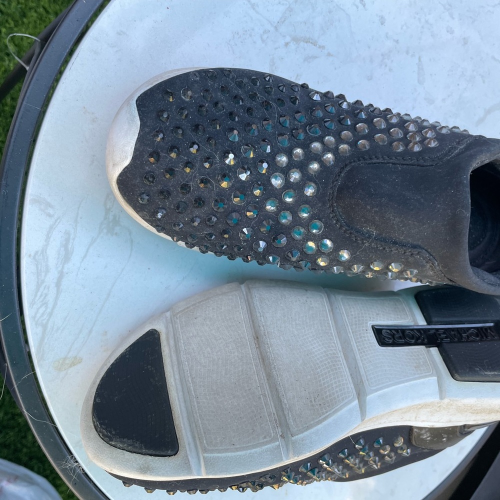 Michael kors black slip in sneakers with pewter and black stones, preowned - Picture 2 of 4